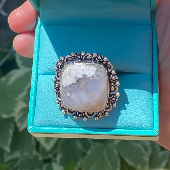 Genuine Natural Opal Handcrafted Sterling Silver Size 8 1/2 - Picture 5 of 7